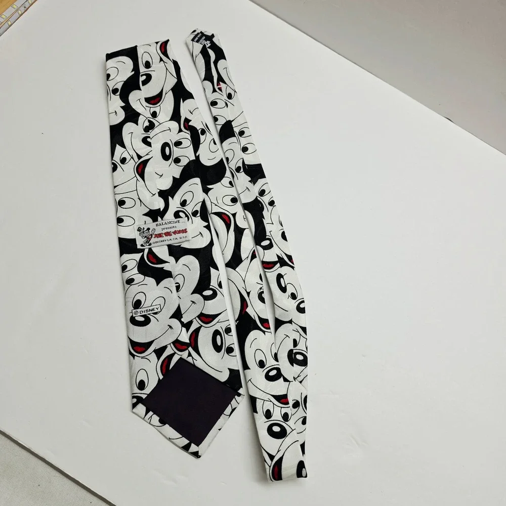 Disney Mickey Mouse Necktie Mens Vintage Black White Balancine Tie Works